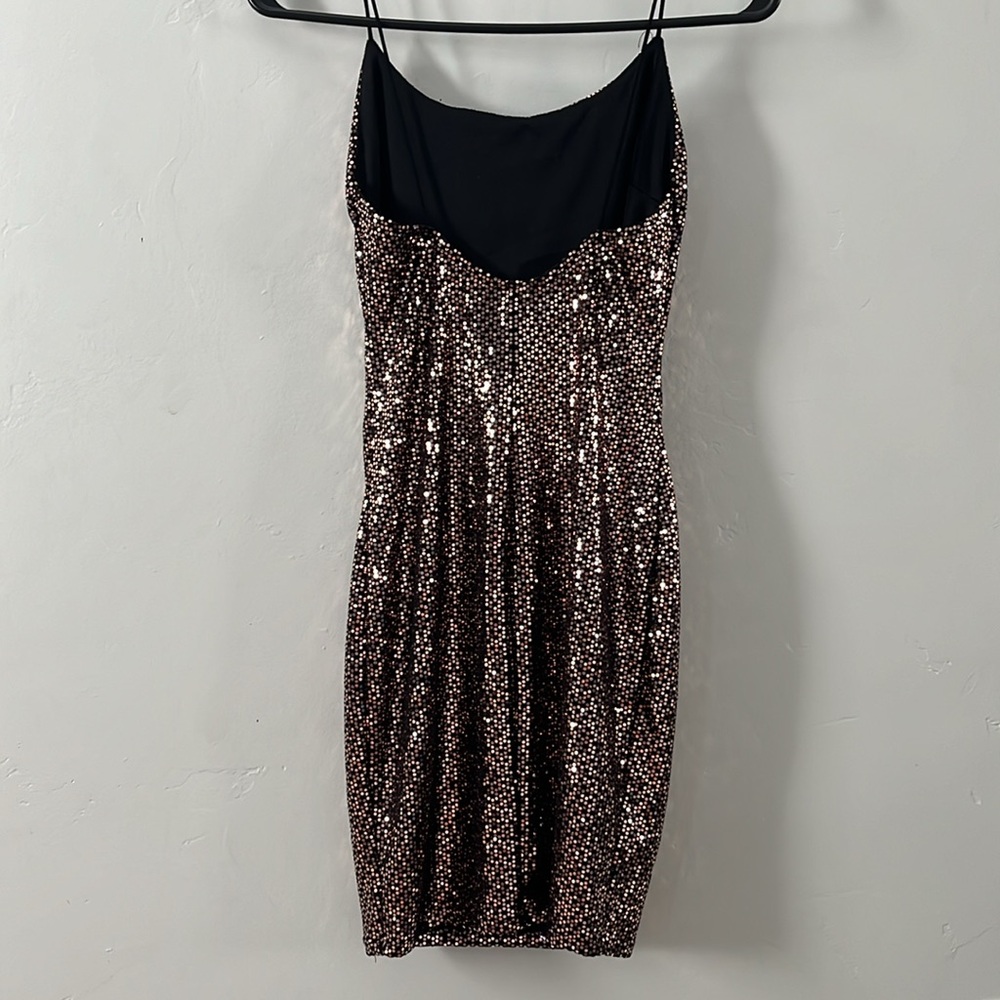 Gorgeous Copper Sequence Spaghetti Strap Form Fit… - image 5